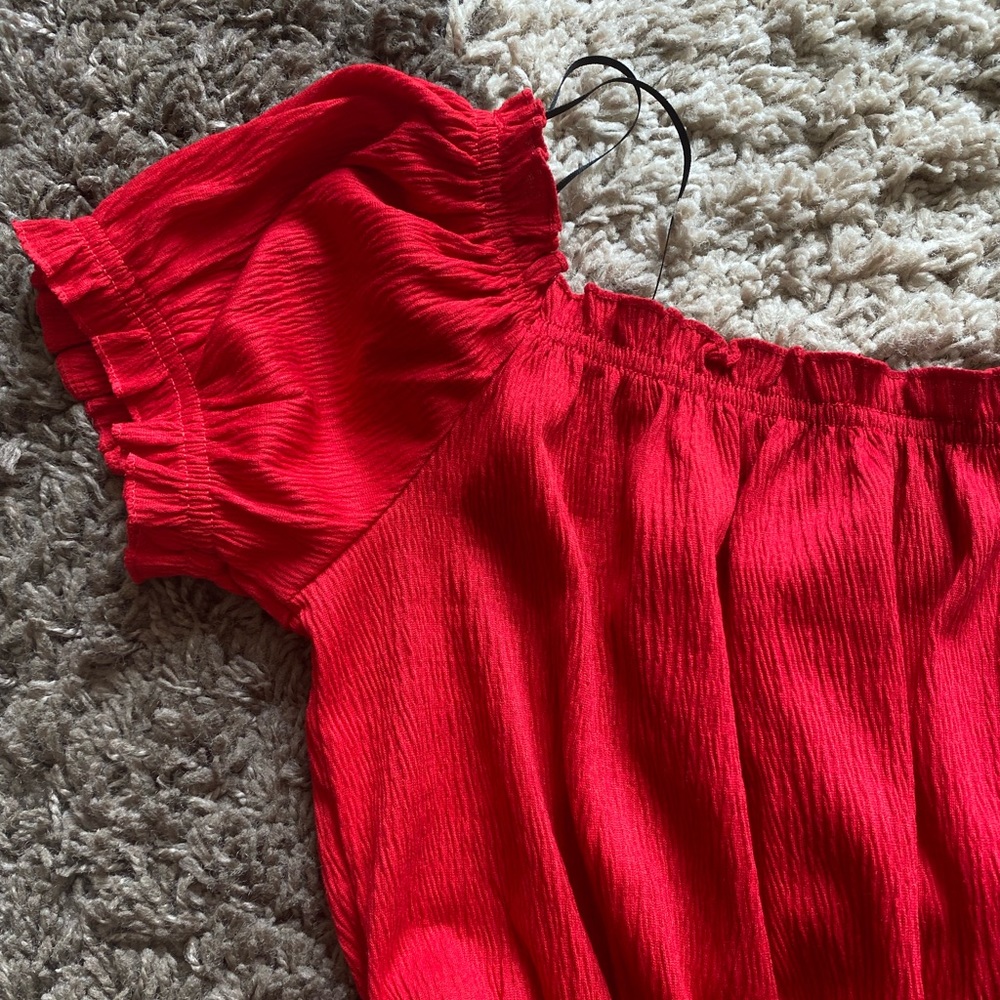 Red Ruffle Peasant Top | H&M - Picture 3 of 4